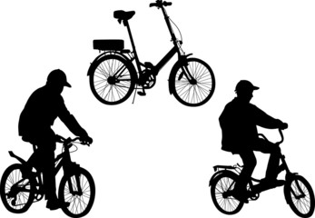 Fototapeta na wymiar two bicyclists and bicycle