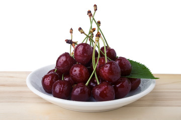 Fresh cherry berries isolated on white background