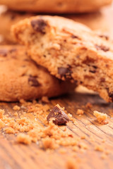 cookies with chocolate on wooden table