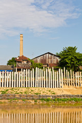 Large concrete pillars which buried