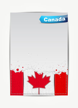 Stitched Canada Flag With Grunge Paper Frame For Your Text.