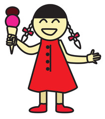 Happy cute girl eating icecream