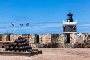 cannonballs at  El Morro fort in San Juan,