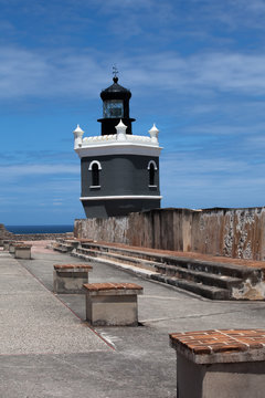lighthouse at  El Morro fort in San Juan,