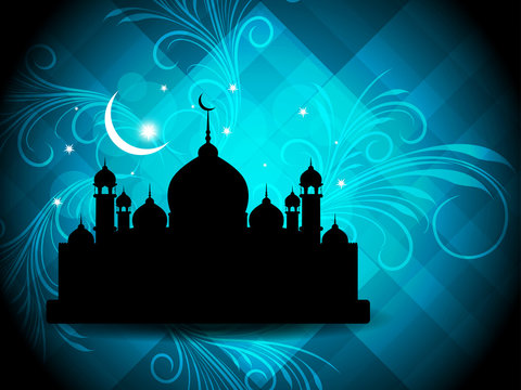 abstract beautiful eid background with mosque.