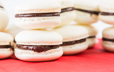 French vanilla macarons with chocolate buttercream fillings