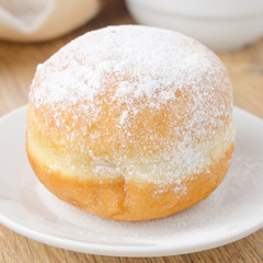 donut on a plate closeup