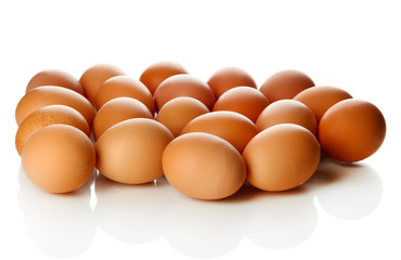 Many eggs isolated on white