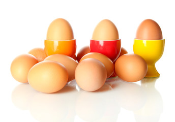 Many eggs isolated on white