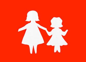 Paper people on color background