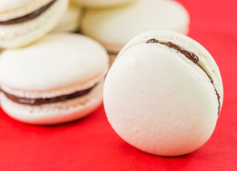 French vanilla macarons with chocolate buttercream fillings