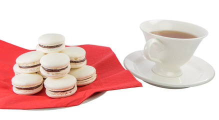French vanilla macarons with chocolate buttercream fillings