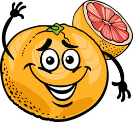 red grapefruit fruit cartoon illustration