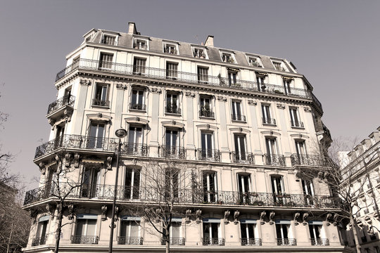 Paris Apartment block - sepia image