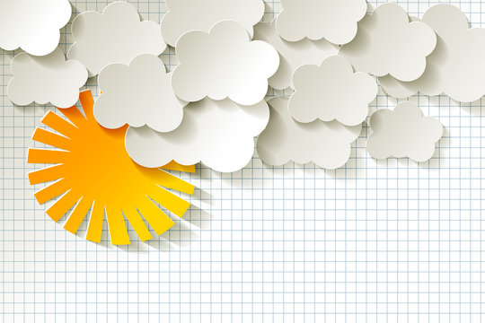 Sonne Himmel Wolken kariertes Papier