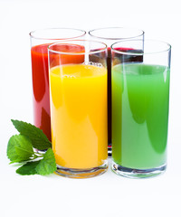 Fresh  juices isolated on white