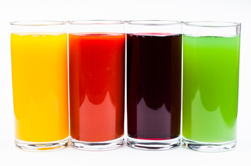 Fresh  juices  isolated on white