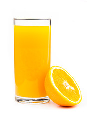 Fresh  orange juice isolated on white
