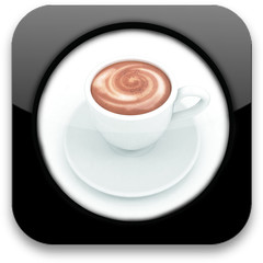 Glossy icon with cup of coffee
