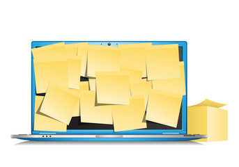 zettel auf dem notebook