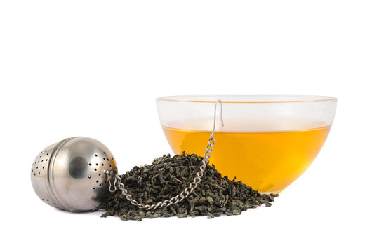 Glass piola bowl of tea isolated