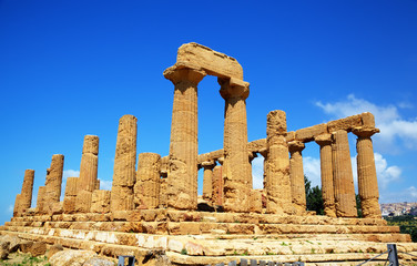 Colonnade of Hera (Juno) temple in Agrigento. Sicily, Italy
