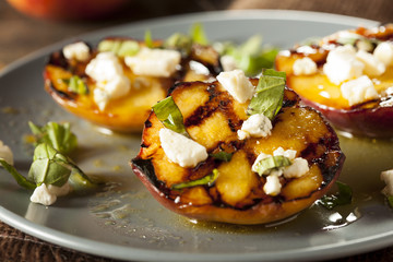 Gourmet Roasted Peaches with cheese and basil