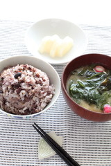 japanese cuisine, gokoku rice and miso soup