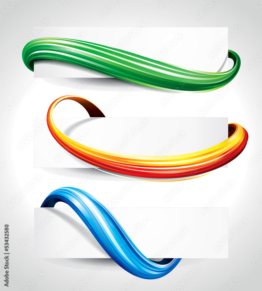 Aufkleber Set of abstract technology curve header background.
