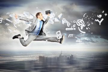 Image of running businessman