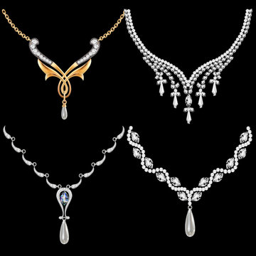 set of necklace women with precious stones