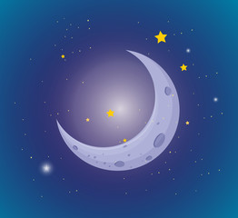 Obraz na płótnie Canvas Moon and stars in the sky
