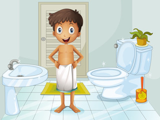 A boy in the toilet