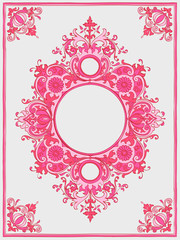 Illustration of a vintage frame in pink color