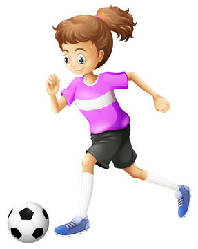 A lady playing soccer