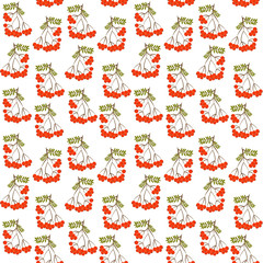 Seamless pattern background with rowanberrys and leafs