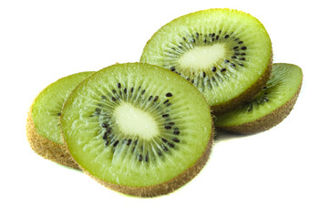 Fototapeta premium sliced ??pieces of kiwi fruit on a white background