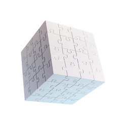 Cube shaped puzzle - problem solving concept