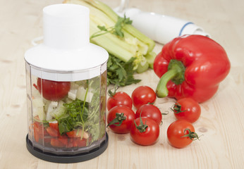 Vegetable Smoothies of tomato, pepper and celery and parsley.
