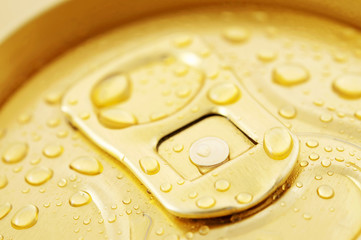 Macro photo of cold beer can