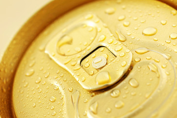 Macro photo of cold beer can