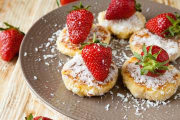 sweet cheese desserts and strawberries