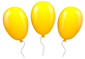 Three yellow balloons