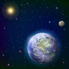 Obraz na płótnie Canvas Earth, moon and sun