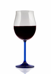 Red Wine in glass on white