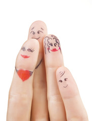 beautiful smiles painted on fingers