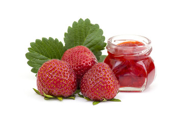 Strawberry jam with fresh strawberries