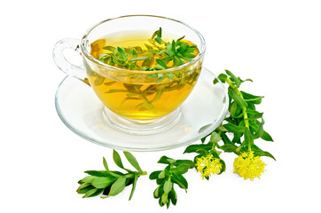 Herbal tea with Rhodiola rosea in a glass cup