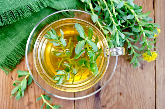 Herbal tea with Rhodiola rosea on the board