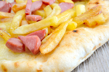 pizza wurstel and potatoes